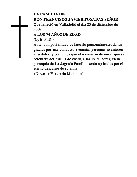 DON FRANCISCO JAVIER POSADAS SEÑOR