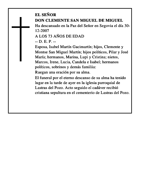 DON CLEMENTE SAN MIGUEL DE MIGUEL