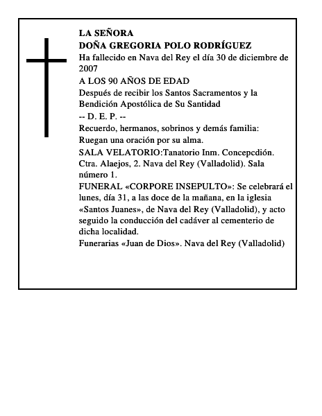 DOÑA GREGORIA POLO RODRÍGUEZ