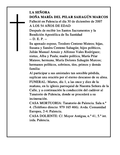 DOÑA MARÍA DEL PILAR SAHAGÚN MARCOS
