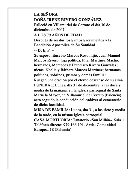 DOÑA IRENE RIVERO GONZÁLEZ