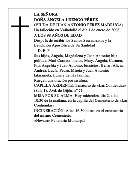 DOÑA ÁNGELA LUENGO PÉREZ
