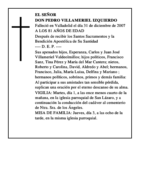 DON PEDRO VILLAMERIEL IZQUIERDO