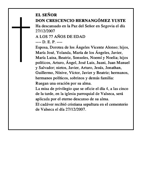 DON CRESCENCIO HERNANGÓMEZ YUSTE