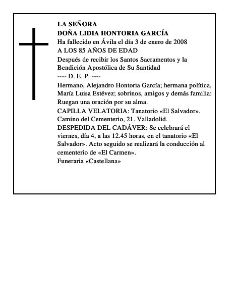 DOÑA LIDIA HONTORIA GARCÍA