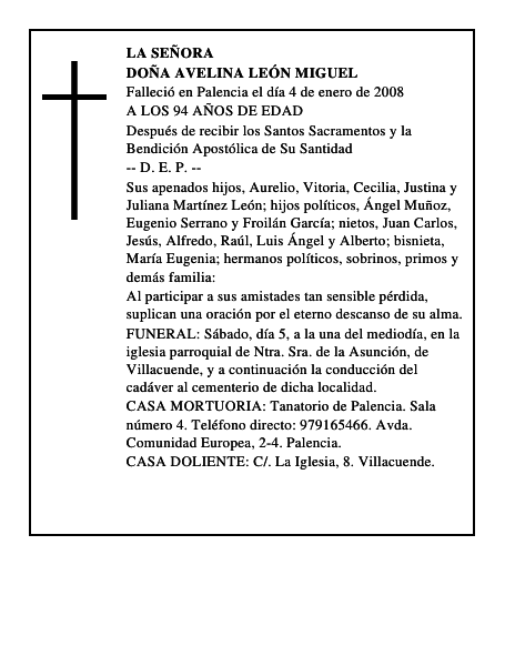 DOÑA AVELINA LEÓN MIGUEL