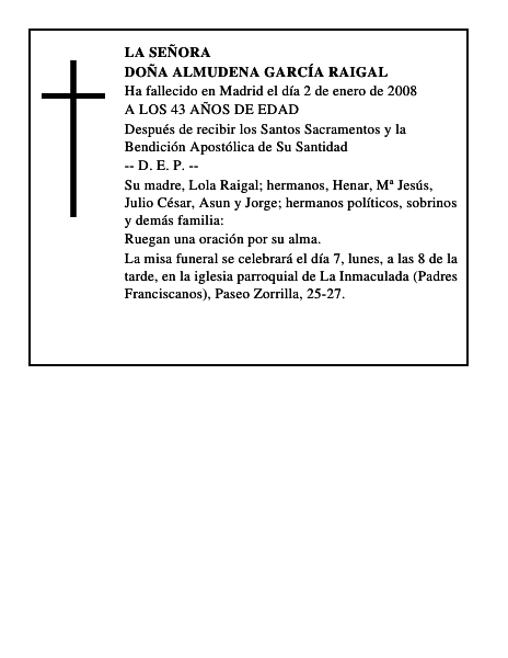 DOÑA ALMUDENA GARCÍA RAIGAL