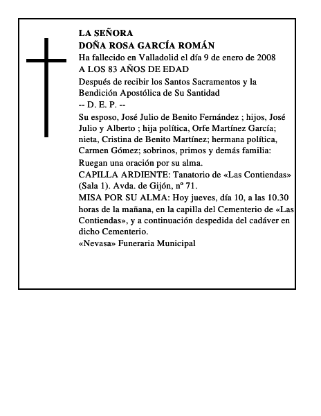 DOÑA ROSA GARCÍA ROMÁN
