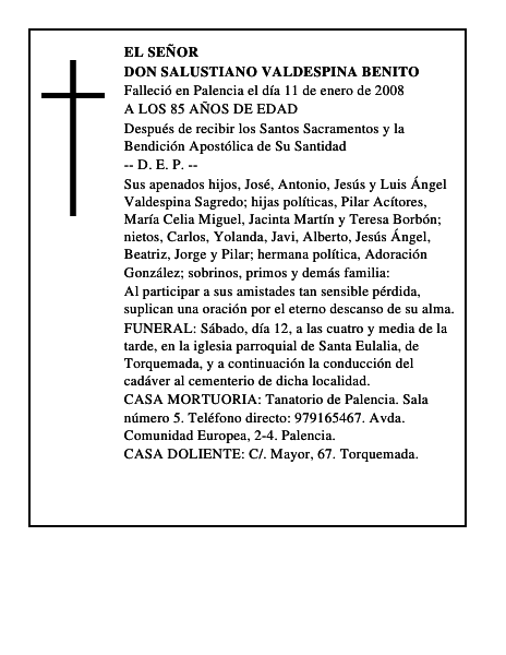DON SALUSTIANO VALDESPINA BENITO