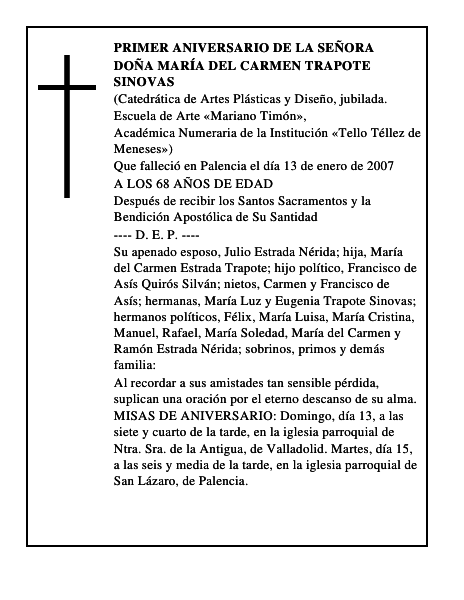 DOÑA MARÍA DEL CARMEN TRAPOTE SINOVAS