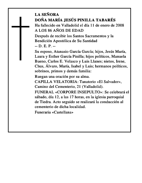 DOÑA MARÍA JESÚS PINILLA TABARÉS