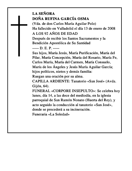 DOÑA RUFINA GARCÍA OSMA