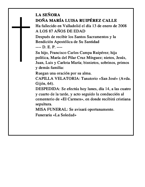 DOÑA MARÍA LUISA RUIPÉREZ CALLE