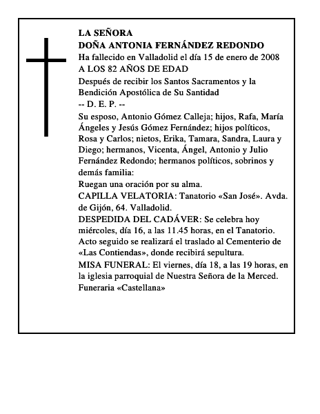 DOÑA ANTONIA FERNÁNDEZ REDONDO