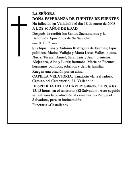 DOÑA ESPERANZA DE FUENTES DE FUENTES