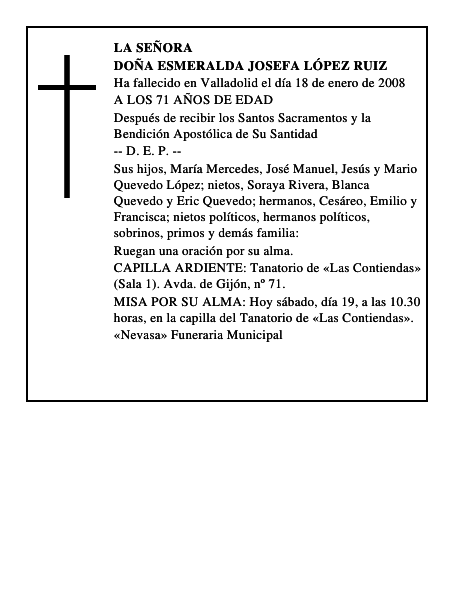 DOÑA ESMERALDA JOSEFA LÓPEZ RUIZ