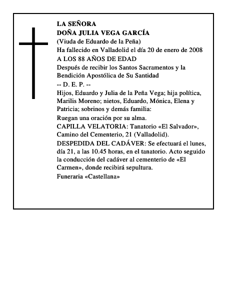 DOÑA JULIA VEGA GARCÍA