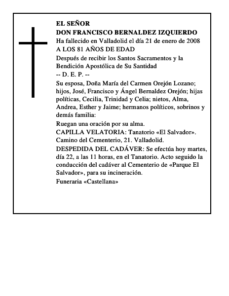 DON FRANCISCO BERNALDEZ IZQUIERDO
