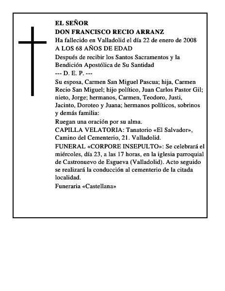 DON FRANCISCO RECIO ARRANZ