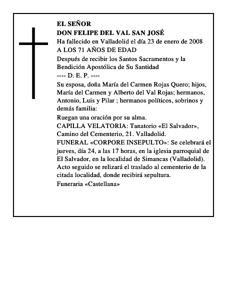 DON FELIPE DEL VAL SAN JOSÉ