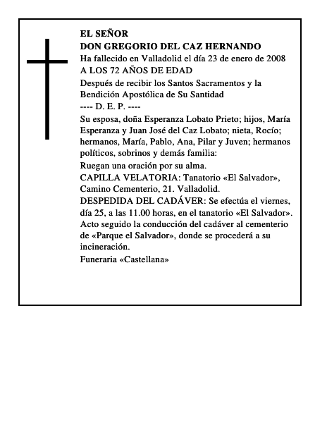 DON GREGORIO DEL CAZ HERNANDO