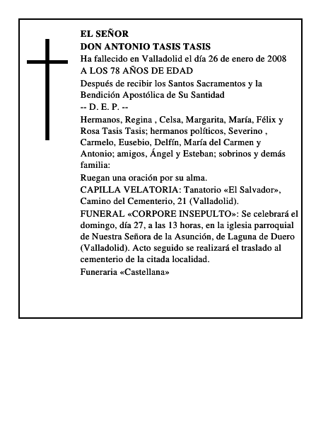 DON ANTONIO TASIS TASIS