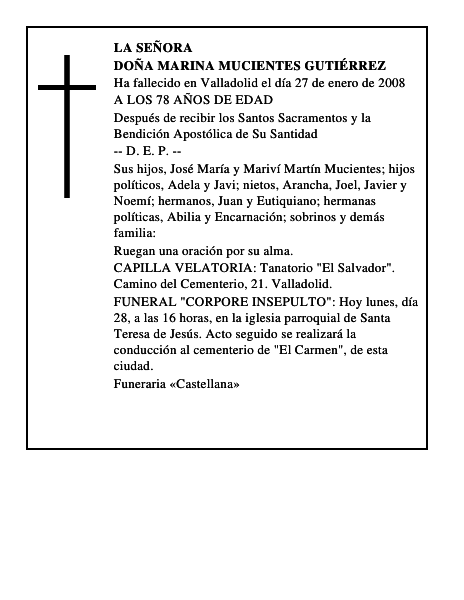 DOÑA MARINA MUCIENTES GUTIÉRREZ