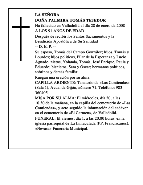 DOÑA PALMIRA TOMÁS TEJEDOR