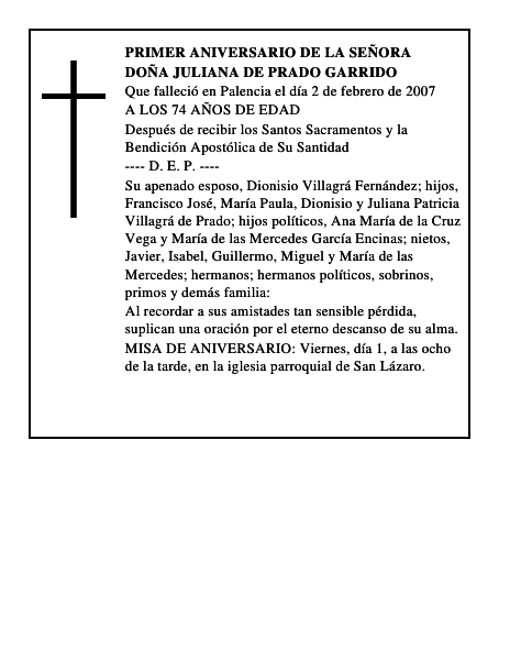 DOÑA JULIANA DE PRADO GARRIDO