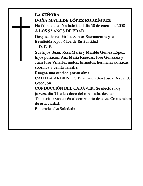 DOÑA MATILDE LÓPEZ RODRÍGUEZ