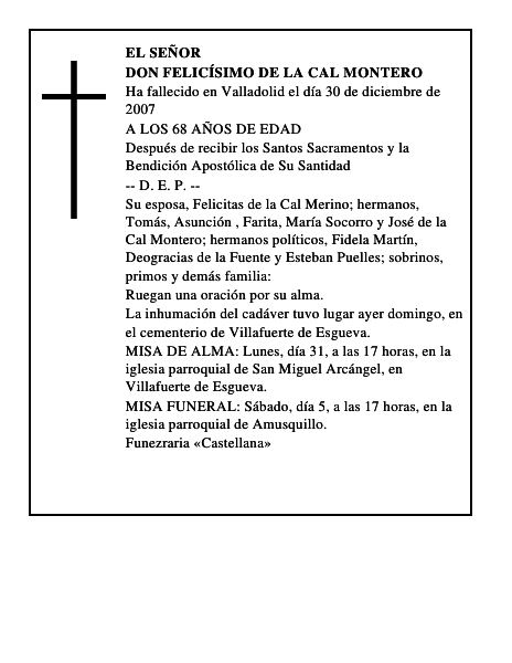 DON FELICÍSIMO DE LA CAL MONTERO
