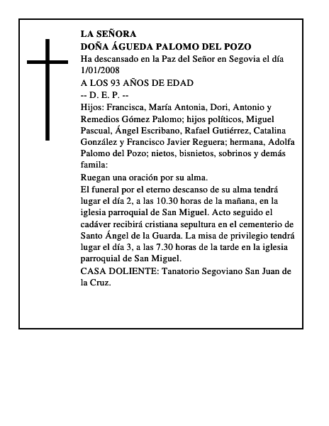 DOÑA ÁGUEDA PALOMO DEL POZO