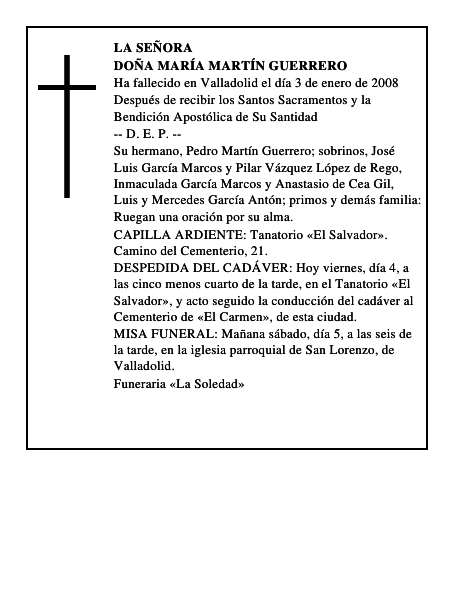 DOÑA MARÍA MARTÍN GUERRERO