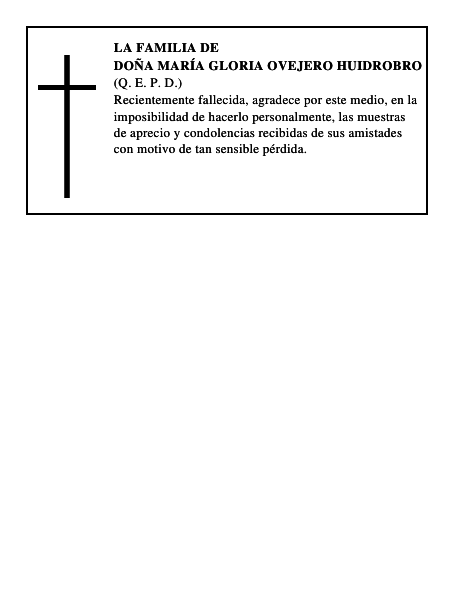 DOÑA MARÍA GLORIA OVEJERO HUIDROBRO