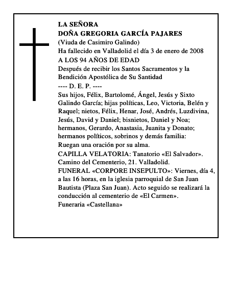 DOÑA GREGORIA GARCÍA PAJARES
