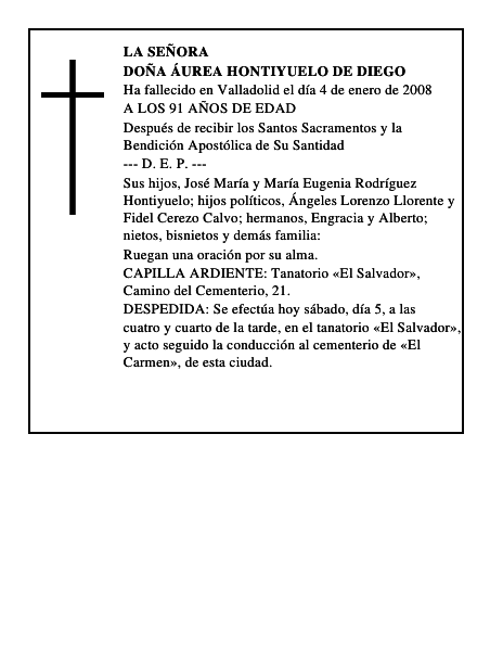 DOÑA ÁUREA HONTIYUELO DE DIEGO