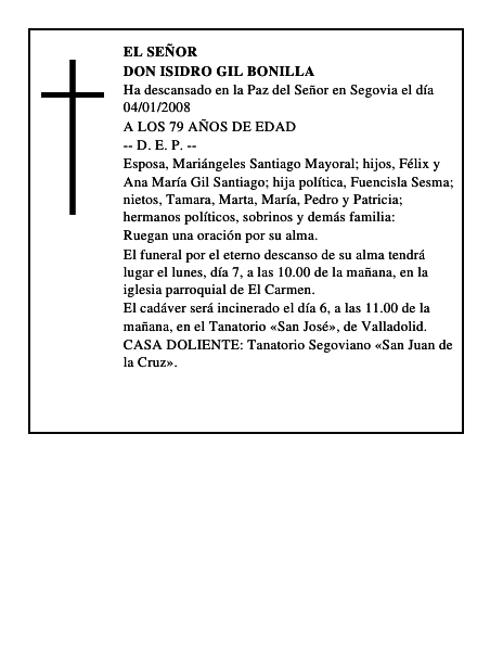 DON ISIDRO GIL BONILLA