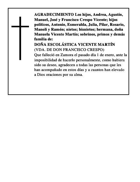 DOÑA ESCOLÁSTICA VICENTE MARTÍN