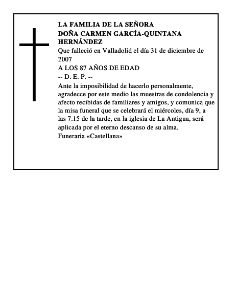 DOÑA CARMEN GARCÍA-QUINTANA HERNÁNDEZ