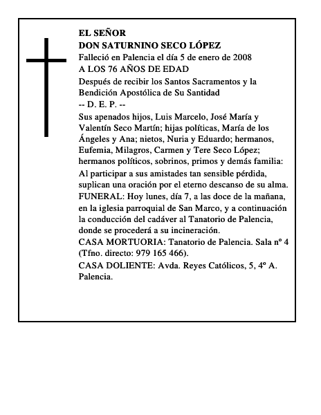 DON SATURNINO SECO LÓPEZ