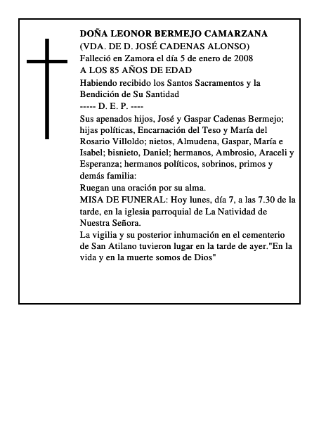 DOÑA LEONOR BERMEJO CAMARZANA