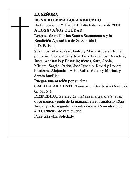 DOÑA DELFINA LORA REDONDO