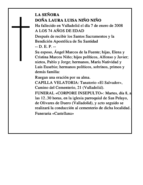 DOÑA LAURA LUISA NIÑO NIÑO