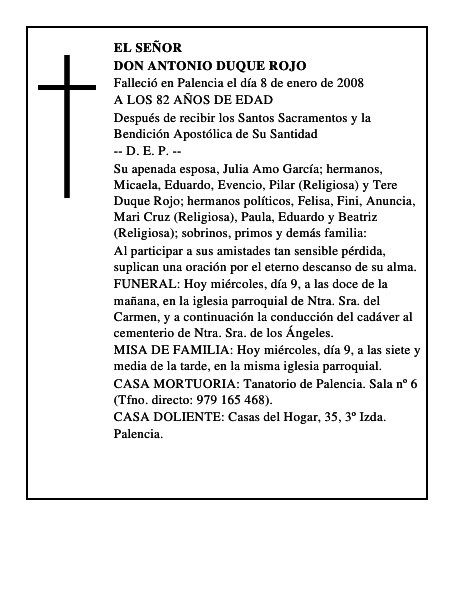 DON ANTONIO DUQUE ROJO