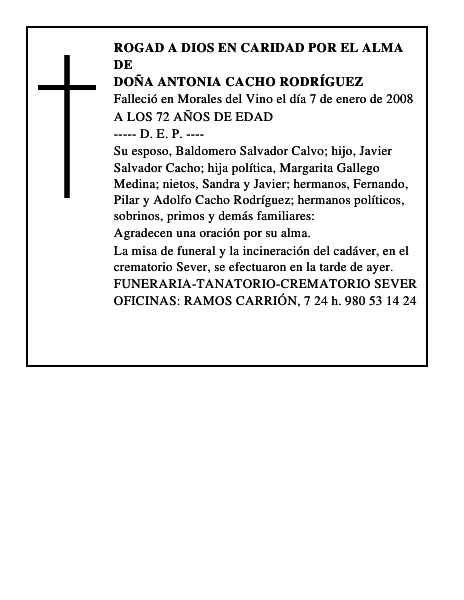 DOÑA ANTONIA CACHO RODRÍGUEZ