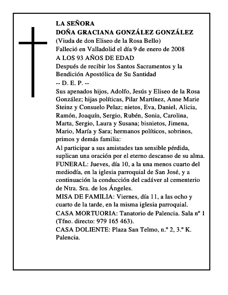 DOÑA GRACIANA GONZÁLEZ GONZÁLEZ