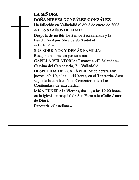 DOÑA NIEVES GONZÁLEZ GONZÁLEZ