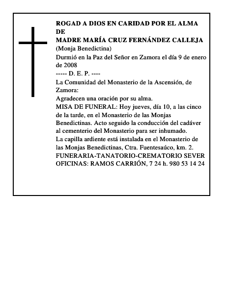 MADRE MARÍA CRUZ FERNÁNDEZ CALLEJA
