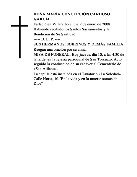 DOÑA MARÍA CONCEPCIÓN CARDOSO GARCÍA