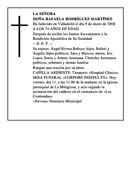DOÑA RAFAELA RODRÍGUEZ MARTÍNEZ